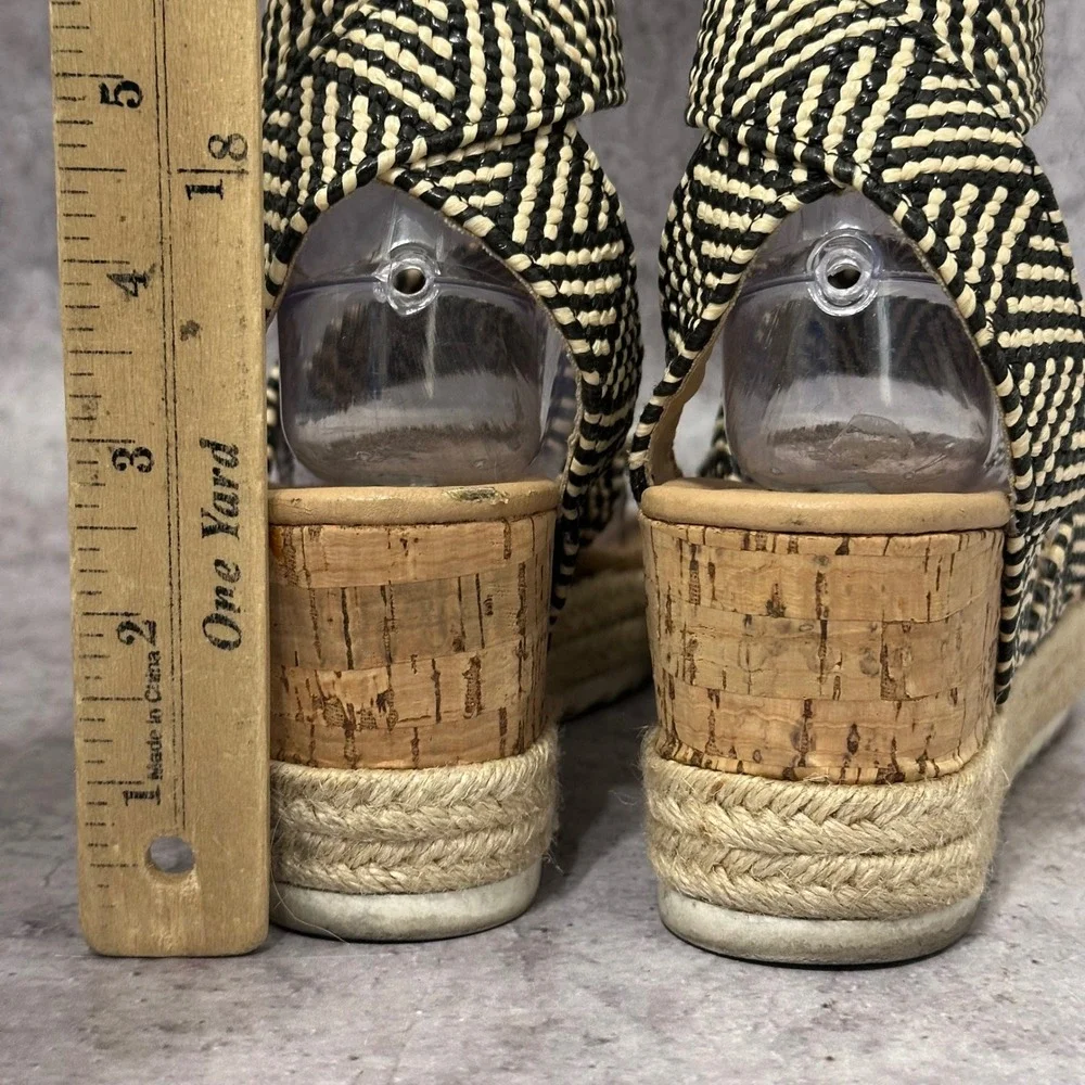 Steve Madden Jennie Sandals Women 8.5 Woven Espadrille Platform Cork Wedge
